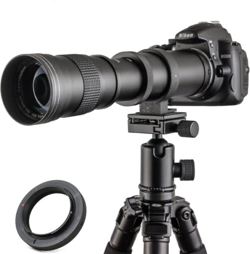 JINTU 420-800mm f/ 8.3 Manual Telephoto Zoom Lens + T-Mount for Canon EOS Rebel SL2 SL1 T3 T3i T4i...