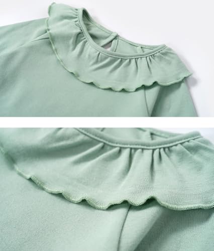 Little Girls Ruffle Collar T-Shirt Children Cotton Soild Color Long Sleeve Blouse Tee Tops 2-7 Years3
