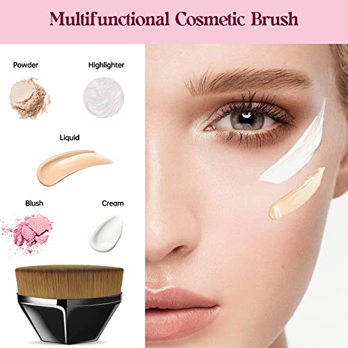 Arousar Foundation Makeup Brush, No Trace Kabuki Face Brush With Hight Density Ultra-Soft Bristles Suitable For Liquid Foundation, Cream Or Flawless Powder Cosmetics With Bonus Protective Case, Black #TOP4