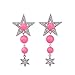 ZHOUYF Boucles d'oreilles Pendantes Créoles Pendantes Rouge Acrylique Ronds Strass Pentagramme Grandes Boucles d'oreilles À La Mode Femmes Boucles d'oreilles Bijoux De Mode