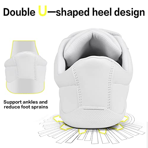 Image of Cheer Shoes for Youth Girls White Cheerleading Athletic Dance Shoes Tennis Sneakers for Competition Sport Training