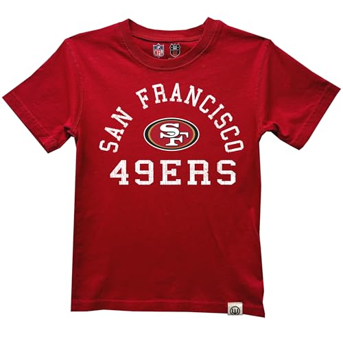 Wes and Willy NFL Kids Short Sleeve Organic Cotton Tee Shirt San Francisco 49ers Bullseye Red 4