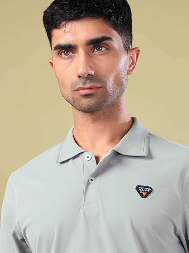 Image of TECHNOSPORT Men's Regular Fit Half Sleeve Polo T-Shirt with Collar, ELASTO Plus Quick Dry Moisture Wicking Polo Tee for Gym Sports Golf and Casual Wear