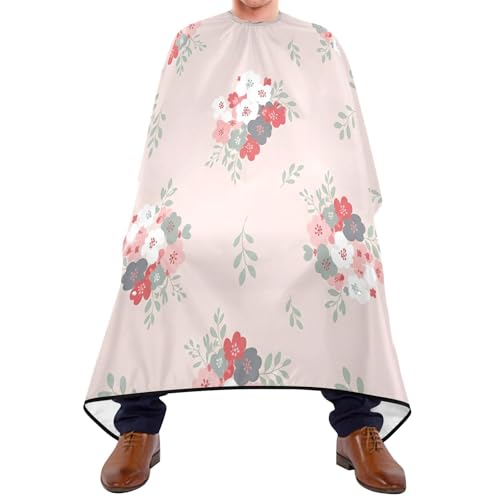 Capa para corte de cabello impermeable profesional con cierre ajustable de broche, diseño floral dibujado a mano miniatura 1