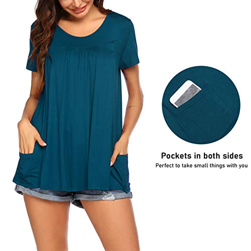 Ekouaer Maternity Clothes Women's Nursing Tops For Breastfeeding Tee Shirts Summer Short Sleeve Pregnancy Shirts Blouses Teal,Xl #TOP1