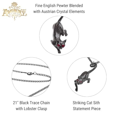 Collier Cat Sith Alchemy Gothic noir - Idée cadeau idéal pour passionné
