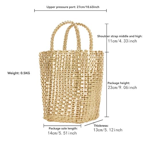 Women's woven bag wallet hand-held vegan leather rattan wicker vegetable basket4