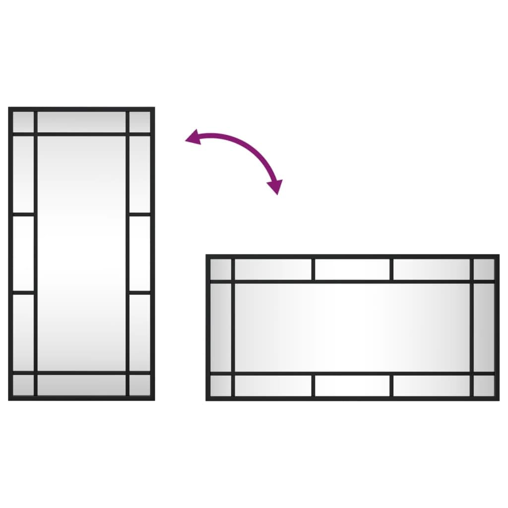 Wandspiegel Schwarz 30x60 cm Rechteckig mit Pulverbeschichtetem Eisenrahmen, Dekorationsspiegel für Flur Diele Schlafzimmer Badezimmer, vielseitiger Kosmetikspiegel für Styling und Rasur