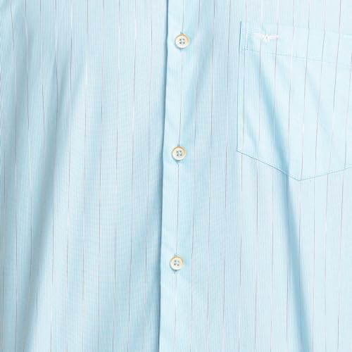 Image of Park Avenue Men's Pure Cotton Chambray Pattern Slim Fit Ainsley Collar Half Sleeve Casual Shirt