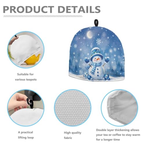 Image of Winter Snowman Teapots Dust Cover Insulated Tea Cozy for Teapot Tea Kettle Cover Breakfast Insulation Lid Warmer Kitchen Coffee Table Christmas Decorative Accessories