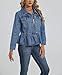 Ladyful Ruffle Hem Denim Jacket for Women Trendy Long Sleeve Button Up Jean Coat Outerwear