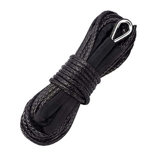 Metoware Synthetic Winch Rope, 1/4" X 50Ft 8500 Lbs Winch Cable Line With Protective Sleeve Fits 4Wd Off Road Vehicle Utv Atv Suv Truck (Black) #TOP15