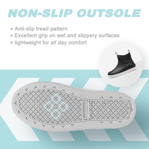 Kids Deck Boots,Waterproof Ankle Rain Boots for Boys and Girls Non-Slip High-Performance Rubber Boots Water Shoes Child Chelsea Booties for Fishing, Boating, Camping, Farming,Garden, School Play2