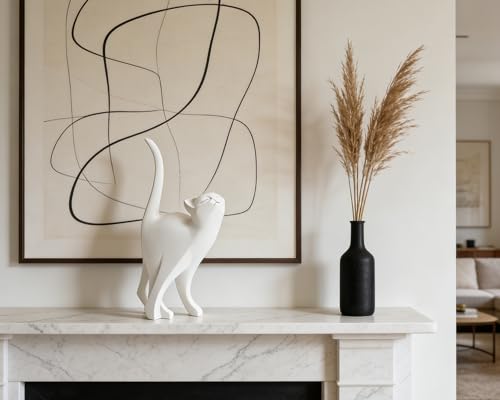 Estatua de gato orgulloso blanco 7 pulgadas miniatura 6