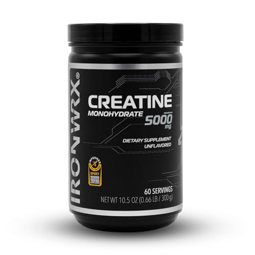 IRONWRX Creatine Monohydrate Powder | Unflavored | 60 SERVINGS | 5000 MG Creatine per Serving |For Muscle Growth and Brain Function