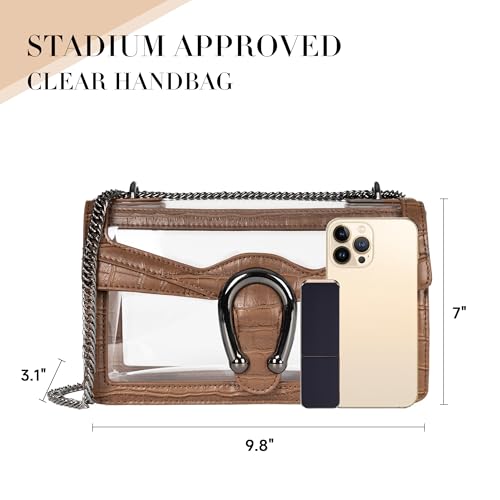 Image of Joryin Women's Stadium Approved Crossbody Bag for Women, Small Clear Bag Shoudler Purse with Chain Strap