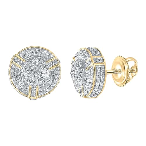Dazzlingrock Collection 10kt Yellow Gold Mens Round Diamond Circle Earrings 1 Cttw