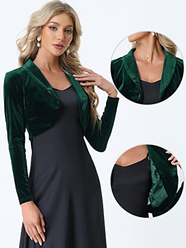 Allegra K Long Sleeve Shrug Top for Women's Lapel Collar Velvet Christmas Open Front Cropped Cardigan2