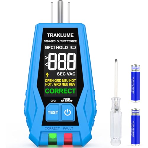 Image of GFCI Outlet Tester with LCD Display Polarity Tester GFCI Receptacle Tester