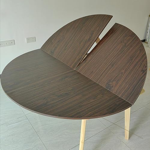 Diameter 120cm-200cm Large Round Foldable Table Top Only Wood Round Table Top Space Saving Indoor Outdoor Folding Circle Table Suitable for family dinners(Size:150cm/59in,Color:Walnut color)