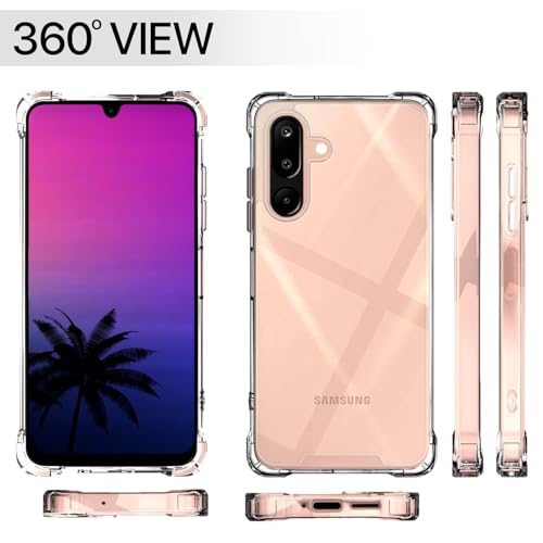 Image of Amazon Basics Back Cover for Samsung Galaxy M16 5G PC + TPU Clear Transparent Raised Edges Shockproof Protective Phone Bumper Case(Transparent)