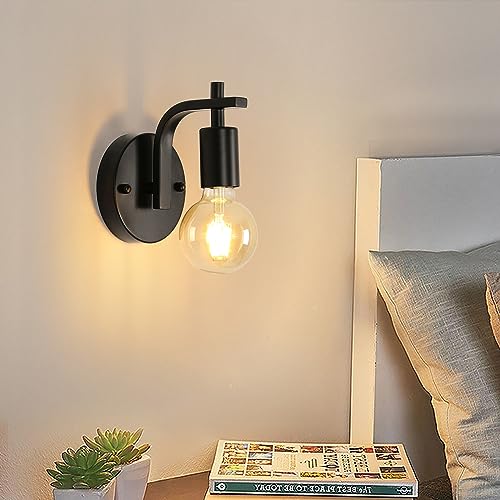 Pheashine 2 Pack Industrial Wall Lights Indoor Black Wall Lamps - Image 3