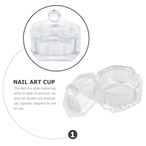 Recipiente de cristal para manicura con tapa octagonal miniatura 3