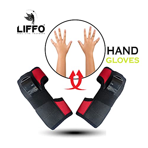 Image of Liffo Skating Guard Kit Protective Skating Guard Kit for Kids Skating, Cycling, Running for Kids,Boys,Girls,Men & Women (HSG-Red) (Medium)