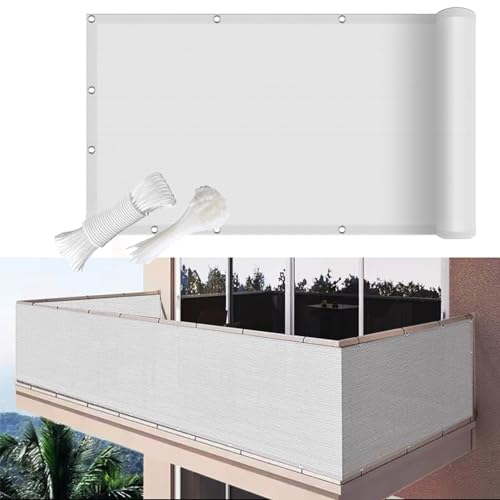 Brise-vue pour balcon résistant aux UV et au vent avec œillets