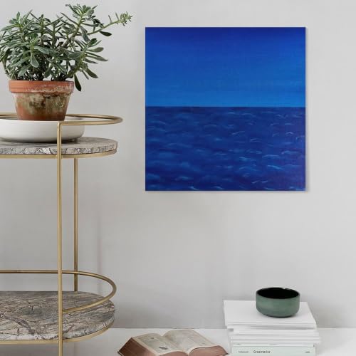Impression sur toile vagues océan bleu foncé 40x40 cm pour salon
