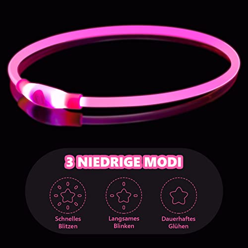 SerDa-Run Hundehalsband Leuchtend,Einstellbar Sicherheit Hundehalsband mit 3 Beleuchtungsmodi,USB Aufladbar Wasserdichtes LED Leuchthalsband für Große, mittlere und kleine Hunde