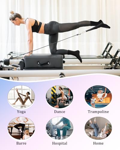 Image of yeuG Pilates Socks for Women Non Slip Grip Socks for Yoga, Barre, Hospital, Barefoot Grippy Yoga Sock Womens Gifts 4 Pairs