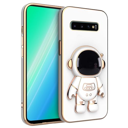 Image of for Samsung Galaxy S10 Plus Case Cute 3D Astronaut Stand Design Camera Protection Shockproof Soft Back Cover (for Samsung Galaxy S10 Plus, White)