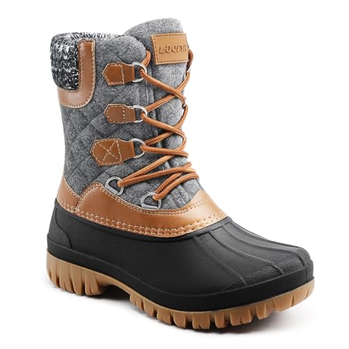 LOCFIR Women's Snow Boots Thermal Winter Brown Size 8