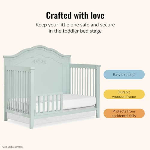 Image of Dream On Me Toddler Guard Rail for Convertible Crib, Solid Wood Bed Rail for Toddler Bed Conversion, Seafoam Green