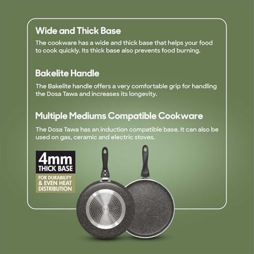 Image of Signoraware Perfecto 6 Coating Non Stick Dosa Tawa | Gas & Induction Compatible | Prevent Sticking & Burning | Ideal for Making Roti, Dosa, Paratha, Pancake & Toasting Sandwiches (30cm | Steel)