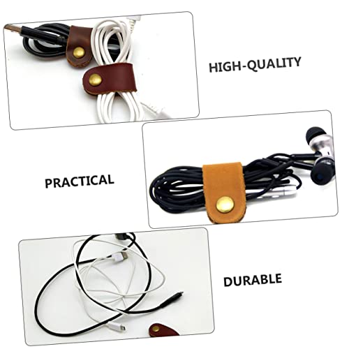 Angoily 20 piezas Clips para manejo de cables Organizadores de cable de cuero Bajo mesa Porta cables para mesa de noche miniatura 2