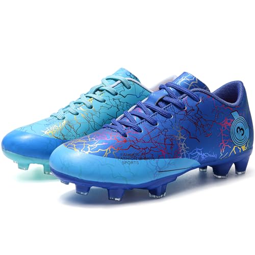 UniStep Boys Soccer Shoes Kids Girls Firm Ground Cleats Astro Turf Trainers Football Boots Outdoor Spikes Athletic Sport Shoes Teenager Professional Football Shoes
