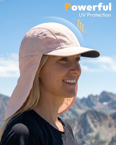 Image of Mens Sun Hat with Breathable Mesh Sun Hats for Men Sun Protection Fishing Hat with Neck Flap for Hiking Cycling