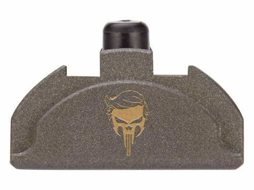 NDZ Performance Grip Plug for Glock Gen 4-5 with Backstrap – Heavyweight Brass – Fits G17 G19 G22 G23 G31 G34 G45 G47 – Cerakote Tungsten Finish, Trump Skull – Made in USA