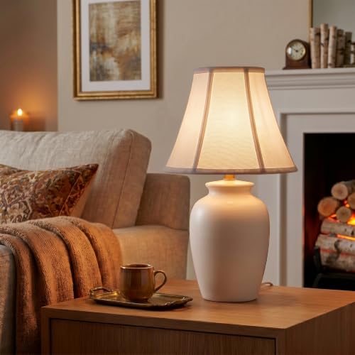 White Bell Lamp Shades Set of 2, 6.7" Top × 13" Bottom × 10" Height (Spider) Lampshades for Table & Bedside Lamps, Medium Handcrafted Replacement Lamp Shades for Living Room, Easy Assembly Required by DOLOOTA - Image 4
