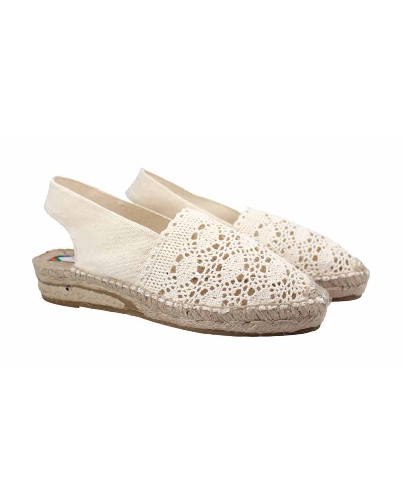 Espadrillas all'Uncinetto con zeppa bassa realizzate a mano in Spagna