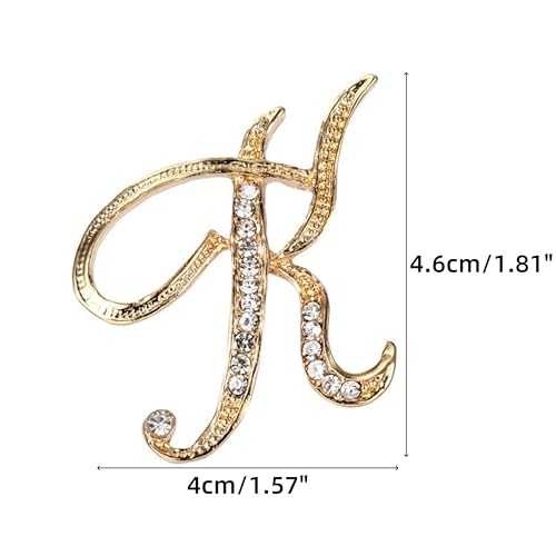 Image of Rhinestone Initial Brooch Pin for Women, Alphabet Gold Letter Brooch A-Z with Crystal, Metal Pin for Hat Bag Dress Suit Accessory for Men