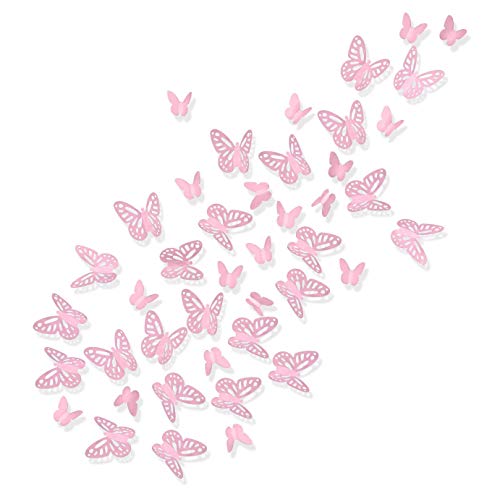 Luxbon 100pcs 3D Decorativas Pegatinas de Pared de la Mariposa 2 Tamaños DIY Mural Decalques Papel...