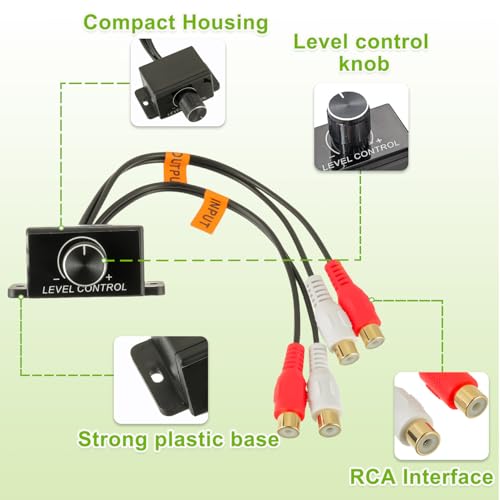 image for JAMHER Universal Car RCA Amplifier Level Controller Car RCA Audio Bass