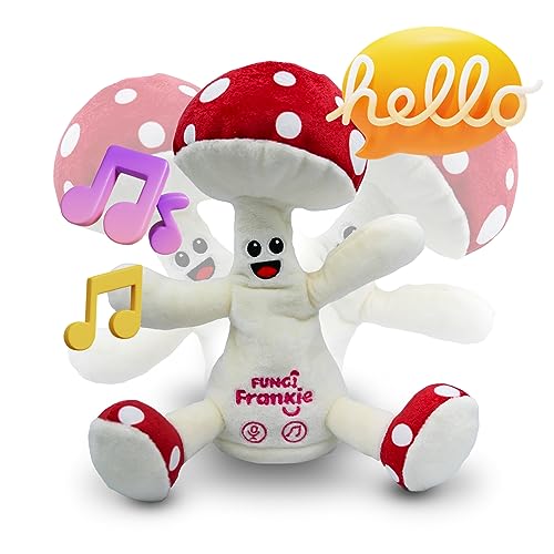 FUNGI Frankie Interactive Plush Toy with Sounds, Repeat What You Say Talking Toys, Musical Dancing Plushie Mushroom, Early Development Activity Toy, Gift for Kids Toys for Ages 3+, White & Red