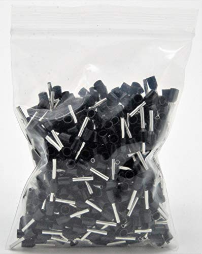 500 Stück Aderendhülsen teilisoliert schwarz 1,5 mm2 x 10mm wiederverschließbar Cover