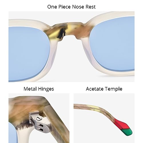 Image of HEPIDEM Matte Acetate Vintage Retro Square Polarized Sunglasses for Men UV400 UV Protection Sun Glasses