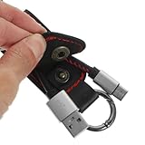 Hemobllo Fast Charging USB C Cable Keychain with Leather Strap and Metal Key Holder Compatible with Android Devices Portable 6-Inch Charge Data Sync Cable