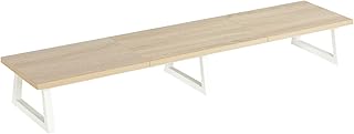 TEAMIX 42 inch Large Dual Monitor Riser, Extra Long Monitor Stand Riser Wide TV Stand Riser Monitor Stand for 2 Monitors Wood & Steel Desktop Riser Desk Organization Home Office (Maple, 42 inch)